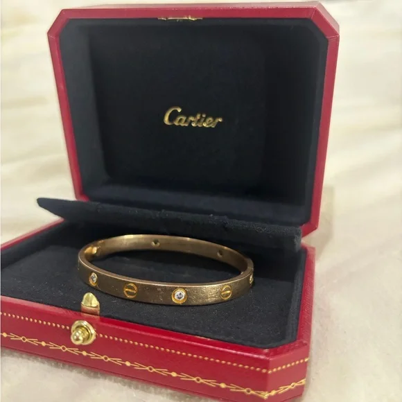 Cartier Rose Gold Bracelet with Diamonds size17 - Picture 2 of 3